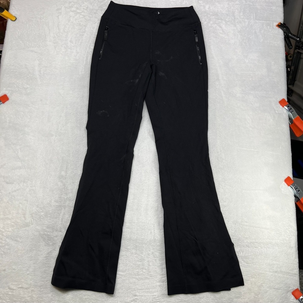 Women's Flare Yoga Pants Black‎ Zipper Pockets Stretch Performance - 27x31.5